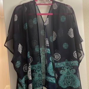 Semi-sheer blue paisley top by Julie Billiart